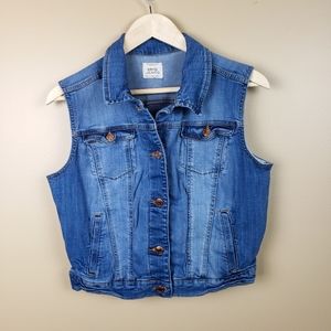 MNG BY MANGO Blue Denim Jean Vest, Small